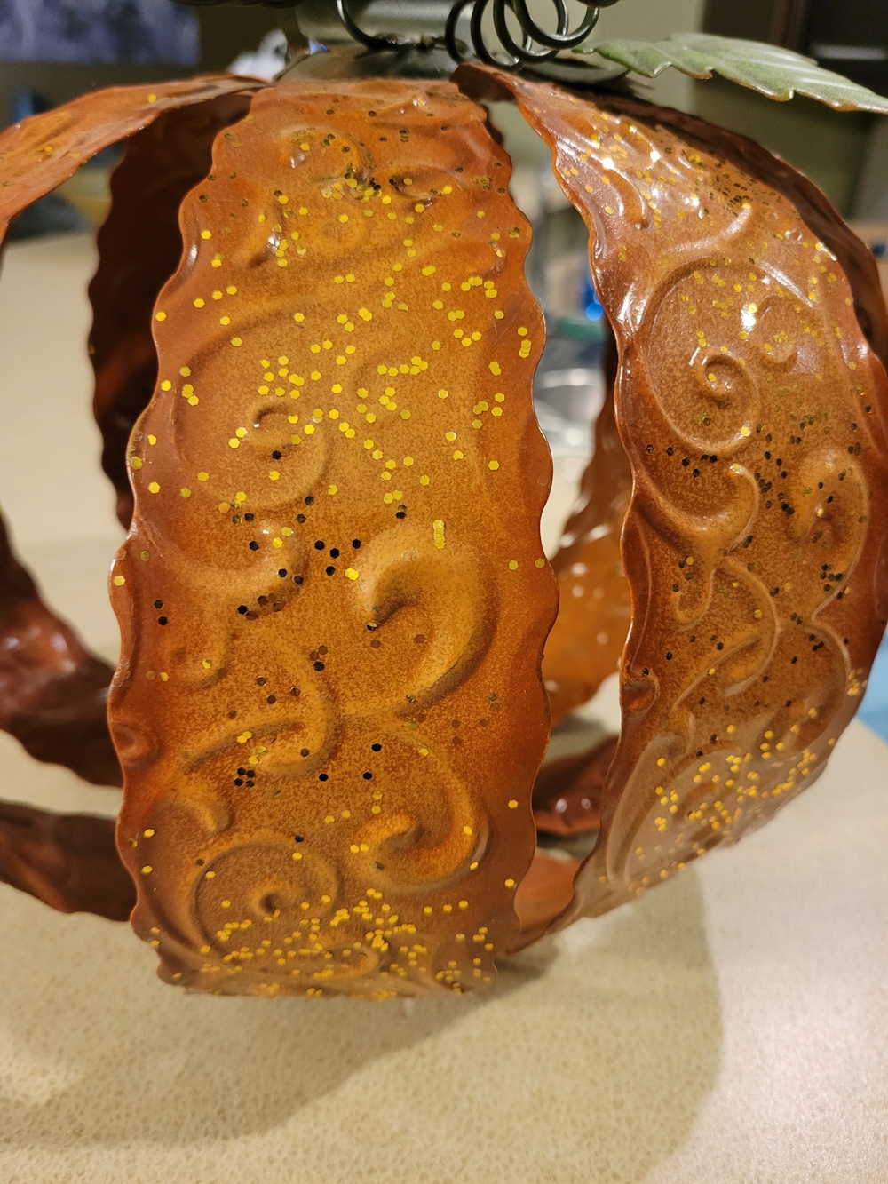 Rustic Orange Metal Pumpkin Home Art Decor - Unbranded - Picture 2 of 5